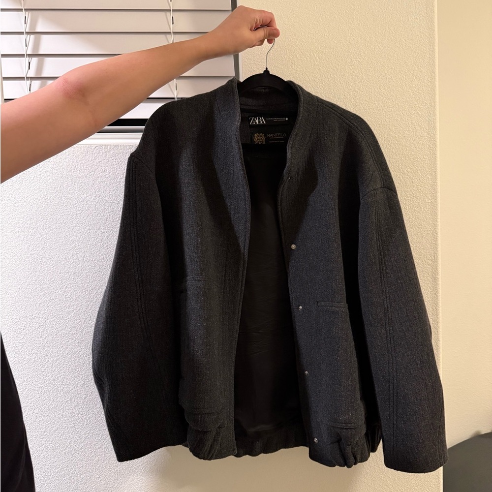 ZARA Oversized Black Bomber Jacket